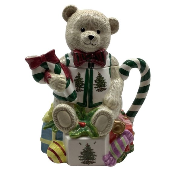 Spode Teddy Bear Christmas Tree Teapot with Lid - Picture 1 of 16